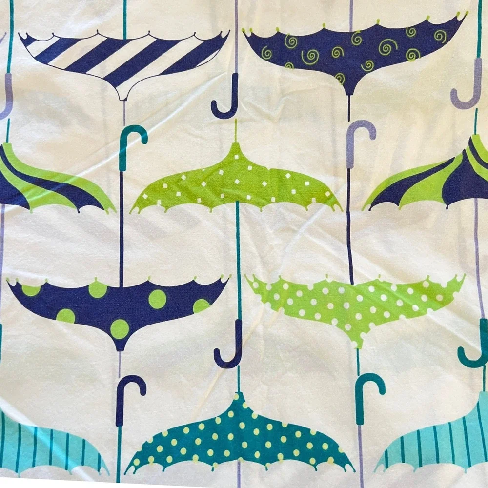 Garnet Hill Let It Rain Umbrella Print Duvet‎ Cover Double Queen Cotton Percale
